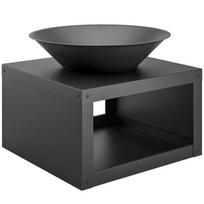 Lauko laužavietė su malkų dėtuve, 59 cm, juoda