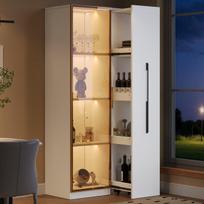 Vitrina su LED, stiklinės durys, šoniniai stalčiai, 70x40x160 cm