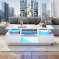 Svetainės stalas su LED, 2 stalčiais, 100x50x36cm, 1 vnt