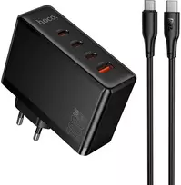 Įkroviklis Hoco N85 100W 3xUSB-C/USB-A + USB-C to USB-C 100W cable 2.0m juodas