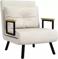 Miegamasis fotelis su 5 padėčių atlošu, kreminės baltos spalvos, 63 × 73 × 81 cm