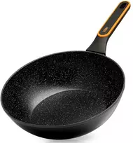 Wok keptuvė granitine danga, juoda, 28 cm
