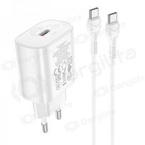 Telefono įkroviklis Hoco N22 25 W USB-C PD PPS QC USB-C + USB-C baltas