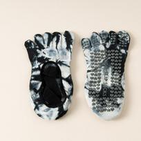 Penkių pirštų jogos kojinės moterims, be kulno, kvėpuojančios, su raišteliais, dažytos tie-dye, Pilateso kojinės, silikoninės, neslystančios, indoor treniruočių, šokių, sportinės kojinės yellow