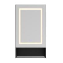 Vonios veidrodinė spintelė 50x88 cm su LED apšvietimu, 3 šviesos spalvomis, nuo rasojimo, MDF, juoda
