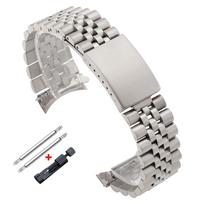 Curved End Metal Strap 18mm 19mm 20mm 21mm for Rolex DATEJUST Watchbands Men Solid Stainless Steel Watch Bracelet Accessories 19mm white