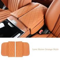 Centrinės konsolės porankio dėžutės dangtelio paminkštinimas Mercedes Benz S Maybach Class W223 S350 S450 S500 Odinis Anti-Scratch porankio pagalvėlė For S 2021-2025 oranžinė