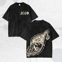 Killer Queen Print Tshirt Anime JoJos Bizarre Adventure Clothing Men Women Cotton Tshirts Retro Washed T Shirt Harajuku Tops S black