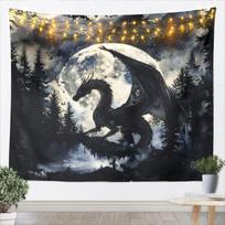 Chinese Dragon Kids Tapestry,Sakura Flowers Waterfall Natural Wall Tapestries,Girls Boys Room Decor,Cherry Blossom Lake Romantic 70x100CM