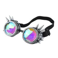 anlorr Steampunk kaleidoscope glasses Halloween goggles bar rivet party decorative sunglasses 5008Antique silver black