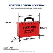 Portable Group Lockout Box | Safety LOTO Lock Box for Multi-Person Management (12/13 Padlocks) (as the picture,Steel&Lockout Tagout) red