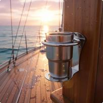 Stainless Steel Cup Holder Versatile Marine Drink Outdoor Use Vehicle Accessory gray