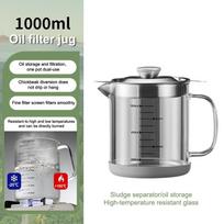 1L/1.5L Nerūdijančio plieno Stiklinis Aliejaus Nukošimo Puodas Talpykla Ąsotis Laikymo Skardinė Su Filtru Virimo Aliejaus Puodas Virtuvei Namų Įrankiai A