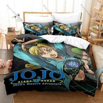 JoJo's Bizarre Adventure Bedding Set Duvet Cover + 2 Pillowcases Anime Manga Jotaro Joseph Jonathan Bedroom Decor 135cmx200cm