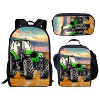 Cartoon Youthful Farming Simulator tractor 3D Print 3pcs/Set Student Travel bags Laptop Daypack Backpack Lunch Bag Pencil Case juoda