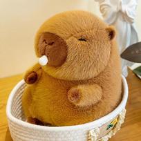 Kapibaros lėlė aplink kapibaros lėlę spjaudanti burbulus pliušinis žaislas emocinis stabilumas miego pagalvė 23cm beige