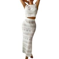 Women Bathing Suit Beachwear Cover Sleep Shirt Hollow Out Crochet Swimsuit Sexy Crochet Coverups Swimwear Bikinis Dress S balta