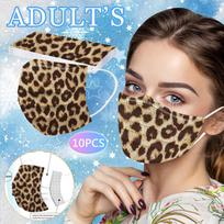Suaugusiųjų trijų sluoksnių vienkartinė apsauginė kaukė nuo dulkių su leopardo raštu beige