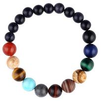 Moterims Visata Aštuonios Planetos Galaktika Saulės Sistema Apyrankė su Natūralaus Kristalo Akmenukais Papuošalas Dovana 8mm-10mm black