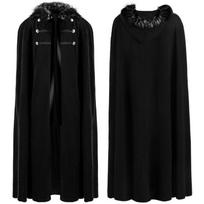 Madingas Helovino vilnonis paltas vyrams ir moterims Retro Steampunk apsiaustas Apsiaustas Viršutinis drabužis Vilnonis apsiaustas. Thick Fur Collar Cloak Black One size fits all black