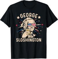 Vintažiniai George Sloshington Washington Liepos 4 d. Juokingi JAV Marškinėliai Unisex Marškinėliai XL beige