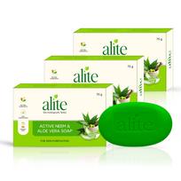 Alite Active Neem & Aloe Vera Soap for Daily Cleansing | Natural Herbal Bath Soap with Neem Oil & Aloe Vera Extract | Gentle on Sensitive Skin, Para green