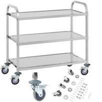 Royal Catering Rcsw 3A 3-Shelf Catering Service Cart, Stainless Steel, Up To 150 k g