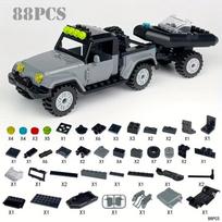 88pcs Grey Battle Axe Pickup Truck Car Simulative Model Small Educational Assembled Building Block Toy Gift gray