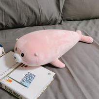 Cute simulation seal doll plush toy sea lion doll home pillow cushion girl soothing doll 50cm（0.3kg） rožinė