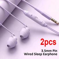 2pcs 3.5mm Wired Sleep Earphone In-Ear Soft Silicone Earbuds Earphone Wired Headphones with Mic Bass HiFi Stereo Sports Headset