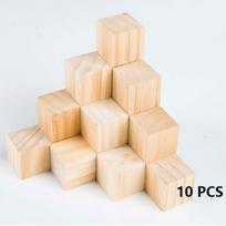 10 vnt. natūralaus medinio kubo nebaigtas tuščias rankų darbo medžiaga pomėgiui medinis kvadratinis blokelis 1.5x1.5x1.5cm beige