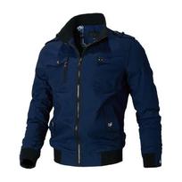 Vyriška striukė Laisvalaikio madinga viršutinė striukė Vyriška striukė Vyriška 2022 m. pavasario ruduo Nauja „Stand Up Slim Military Bomber“ striukė vyrams XXL juoda