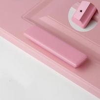 Solid Wood Wardrobe Door Handle Single-Hole Colorful Furniture Pull Handle Standard Dimension Rounded Edge Arch-shaped Handle rožinė