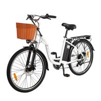 DYU C6 Elektrinis dviratis Suaugusiems 250W Variklis 36V12.5AH Baterija 26 colių Storos Padangos Miesto Elektrinis Dviratis balta
