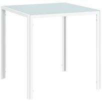 Kvadratinis valgomojo stalas 4 žmonėms, grūdinto stiklo stalviršis, virtuvei ir valgomajam, 75 x 75 x 75 cm, baltas 75 x 75 x 75 cm balta