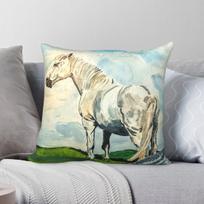 Connemara Pony Horse Square Pillowcase Polyester Linen Velvet Pattern Zip Decorative Bed Cushion Cover 18 30X30CM white