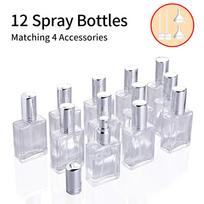 12pcs+4 Accessories 15ml Portable Refill Perfume Scent Atomizer Empty Spray Bottles with 12 Spray Bottles, 2 Funnels, 2 Droppers 15ml&Glass balta