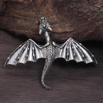 Elegant Viking Dragon Hairpin Unique Retro Spring Clip Nordic Style Flying Dragon Hair Clip  Women sidabras