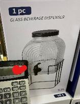Stiklinė gėrimų talpa su kraneliu ir metaliniu stovu, 5,7 l
