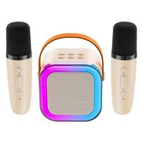 Karaoke kolonėlė su mikrofonais (Bluetooth, LED apšvietimas) Rožinė