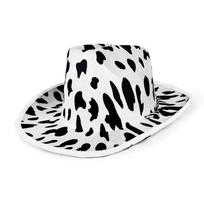 Cow Printed Western Cowboy Hat Tiger Cowgirl Hat Fashion Bowler Hat  Halloween Party Style A white