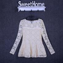 Women blusas blusa longa camisa feminina vintage long sleeve lace blouse plissado topo chemise femme Plus Size S-5XL S smėlis