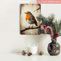 European Robin Bird Iron Metal Sign Vintage Farmhouse Wall Decor Rustic NatureInspired Art for Garden Patio 20x30cm（7.8x11.8inch） beige