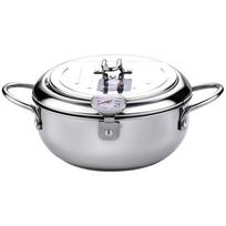 304 Stainless Steel Japanese Tempura Deep Fryer with Lid Thermometer with Strainer 20CM 24CM Kitchen Fryer Pan Kitchen Supplies 20cm white