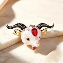 Cute Enamel Goat Brooches For Women Unisex Enamel Sheep Head Animal Party Casual Brooch Pins Gifts Fashion Jewelry 1pc beige