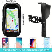 Vandeniui atsparus 360° besisukantis motociklo telefono laikiklis ABS tvirtinimas ant vairo su nuimamu dirželiu Suderinamas su jutikliniu ekranu Saugus laikymas dviračiams ir motociklams juoda
