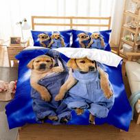 Mielos Šunys Gyvūnas 3D Patalynės Komplektai Mielas Haskis Antklodės Užvalkalo Komplektas Vaikams Pagalvės užvalkalas Augintiniai Šuo cot size 70x130cm2pc blue