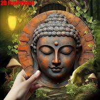 Tin Buddha Sign Wall Art for Garden Office Meditation Space Holiday Gift 20x20 įvairiaspalvis