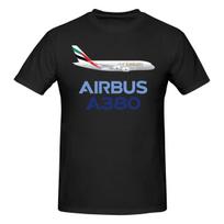 Juokingi Airbus A380 lėktuvo vyriški marškinėliai su spauda yra laisvo ir prigludusio kirpimo moteriški marškinėliai XXXXL black