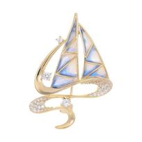 Smooth Sailing for High-end Women with Exquisite Enamel Sailing Style Brooch 3cm*5cm white